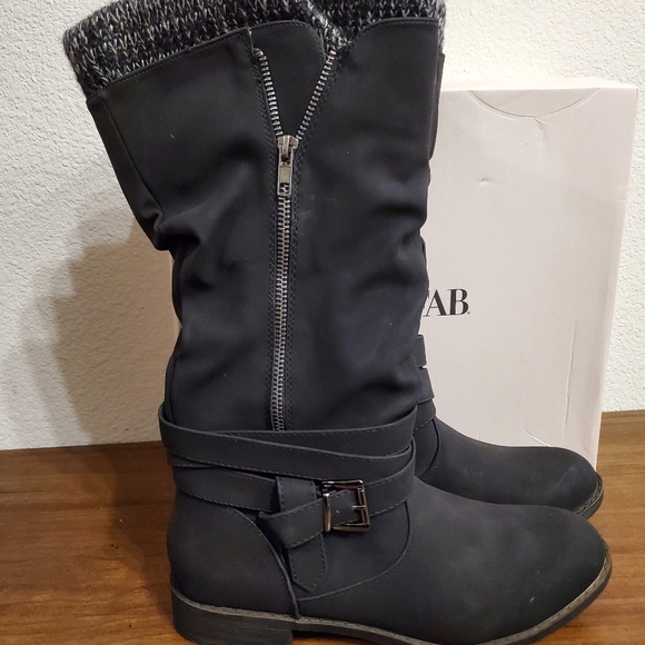 Justfab Mid-calf Sweater Cuff Boots - Picture 5 of 8